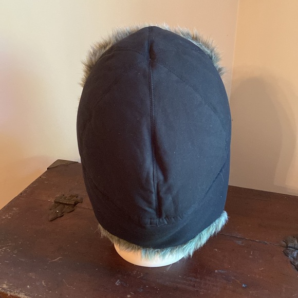 Eddie Bauer Trapper Hat Faux Fur Down Feather Black Quilted Unisex Size S/M - Picture 5 of 17